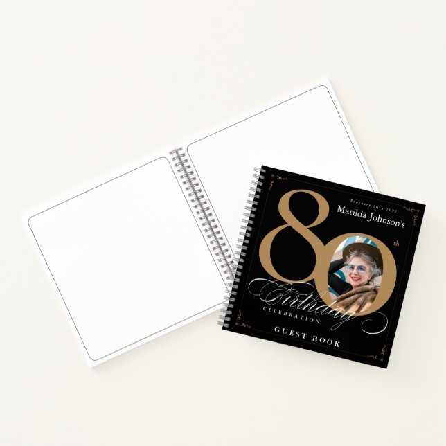 Livre d'or 80e anniversaire Black Gold Calligraphy (Intérieur)