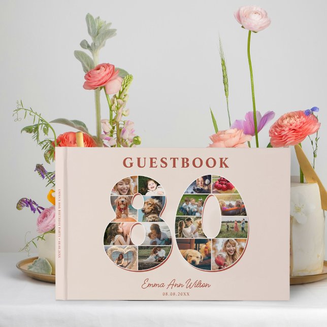 Livre D'or 80e anniversaire Photo Collage Milestone Guestbook (Créateur téléchargé)