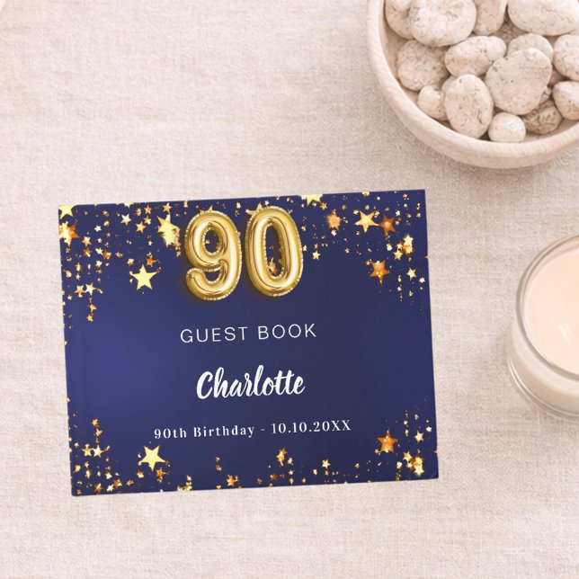 Livre D'or 90e anniversaire marine bleu étoiles or (Créateur téléchargé)