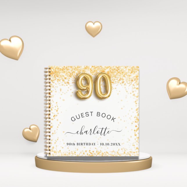 Livre d'or 90e anniversaire paillettes or blanc (Créateur téléchargé)