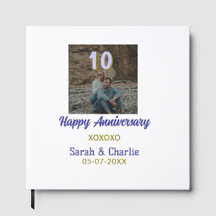 Livre D'or À 10 ans de mariage joyeux anniversaire violet dor
