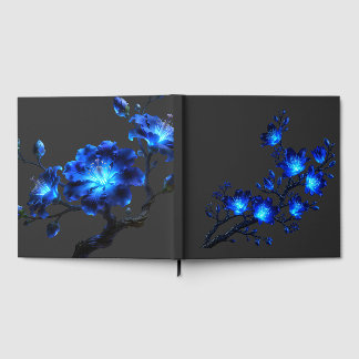 Livre d'or à branche florale lumineuse bleue