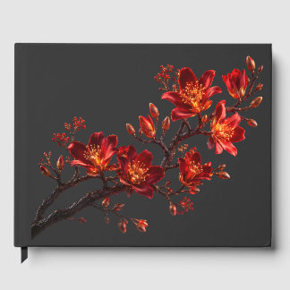 Livre d'or à branche florale rouge et or