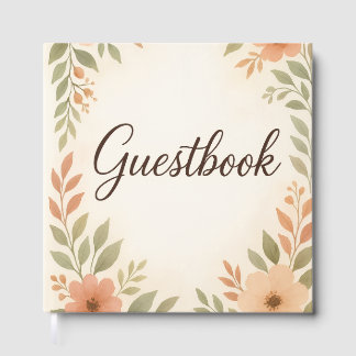 Livre d'or à l'aquarelle magnifique – Roses pêche