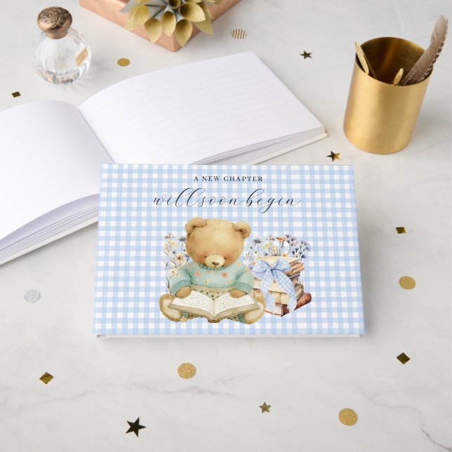 Livre D'or A New Chapter Begins Bear Books Baby Shower  (Recto ouvert)