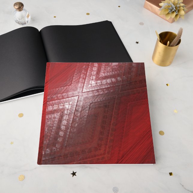 Livre D'or Acceptation | Motif de Boho Eclectique Rouge (Recto ouvert)