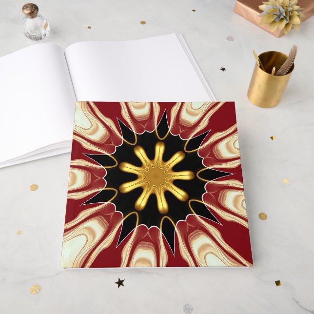 Livre D'or Achempong : Starburst | Luxe Deep Crimson & Or (Recto ouvert)