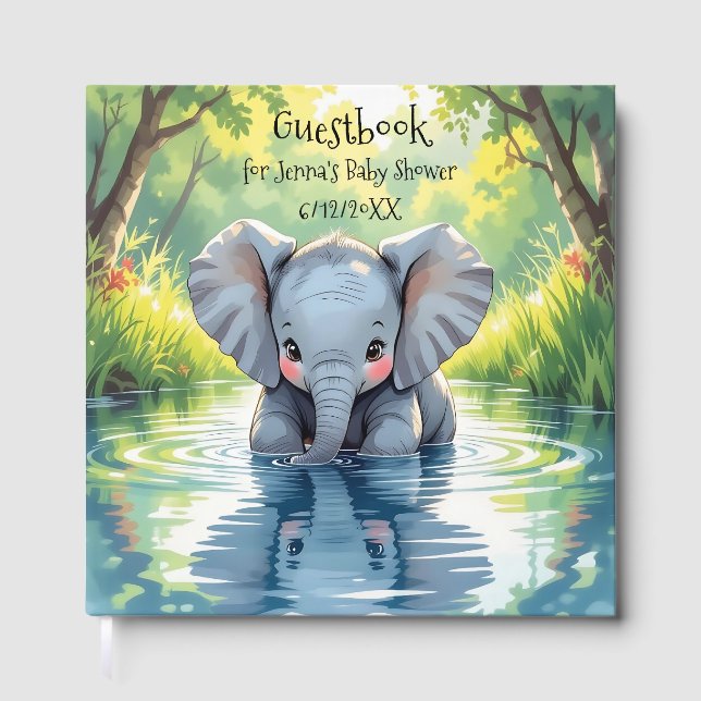 Livre D'or Adorable Baby Elephant and Reflection (Recto)