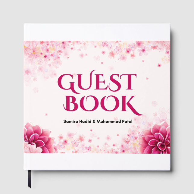 Livre D'or Affiche de monogramme de mariage – Initiales flora (Recto)