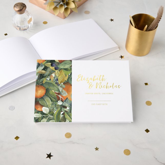 Livre D'or Agrumes | Mariage botanique (Recto ouvert)