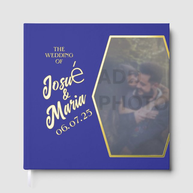 Livre D'or Ajouter Photo Blue Mariage Foil Guides (Recto)