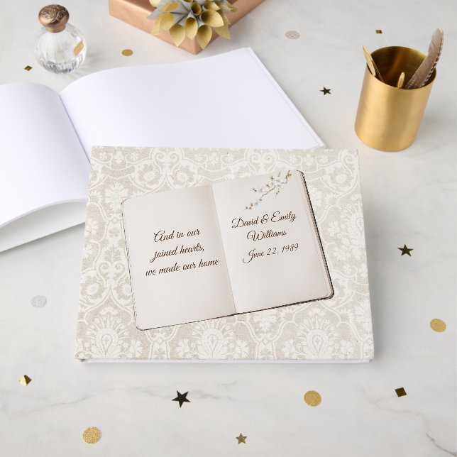 Livre D'or Album de découpage en damas pour anniversaire de m (Recto ouvert)