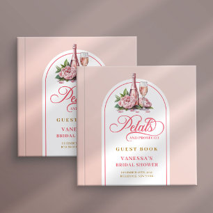 Livre D'or Album de mariage chic pétales et prosecco doré ros