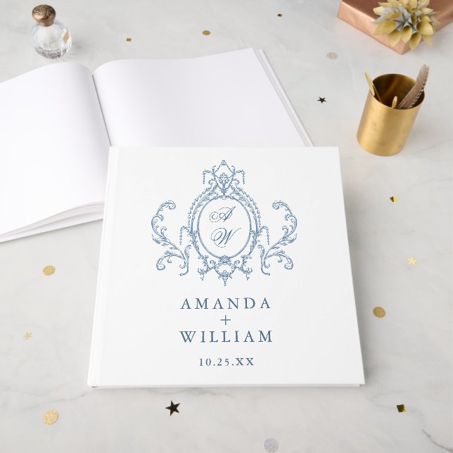 Livre D'or album photo Victorian Ornate Grace Floral Mariage (Recto ouvert)