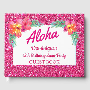 Livre D'or Aloha Luau Hawaïen Hibiscus Tropical Pailleté