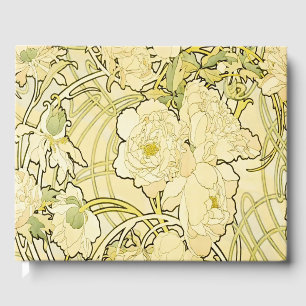 Livre D'or Alphonse Mucha Pivoines Motif Floral Art Nouveau