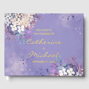 Livre D'or Ambiance romantique Lavande Aquarelle Florale Prin
