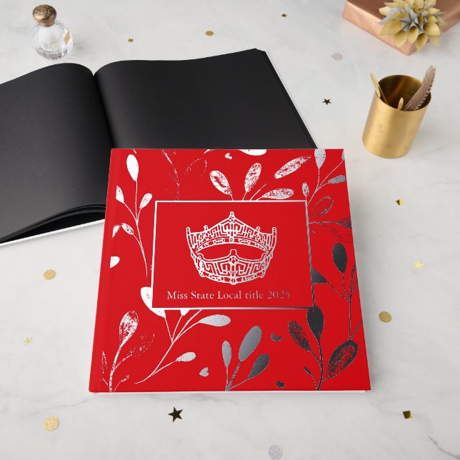 Livre D'or America Pageant Crown Foil Leaf Scbook (Recto ouvert)