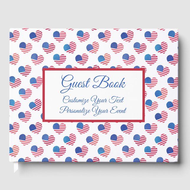 Livre D'or American Flag Heart Rouge Blanc Bleu Patriotique U (Recto)