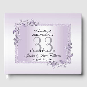 Livre D'or Amethyst Gem & Parties scintillant 33e anniversair