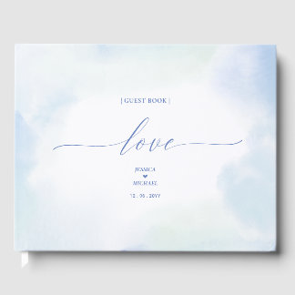 Livre D'or Amour | Cœur bleu et papeterie de mariage à l'aqua