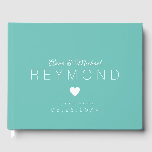 Livre D'or Amour coeur turquoise bleu mariage (Recto)