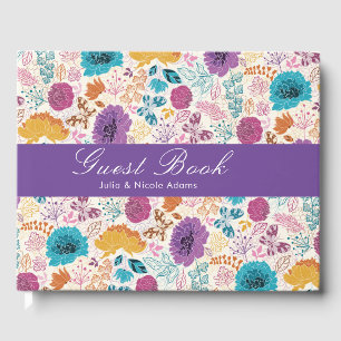 Livre D'or Amour en Fleurs Mariage Romantique Rose Violet