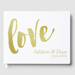 Livre D'or Amour   Mariage de script Gold Brush