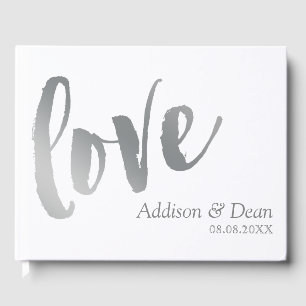 Livre D'or Amour   Mariage de script Silver Brush