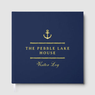 Livre D'or Ancre d'or et corde Marine Blue Nautical Visitor L