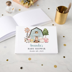 Livre D'or Animaux de la ferme, Animaux mignons, Grange bleue
