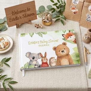 Livre D'or Animaux Mignons Forêt Verte Baby Shower
