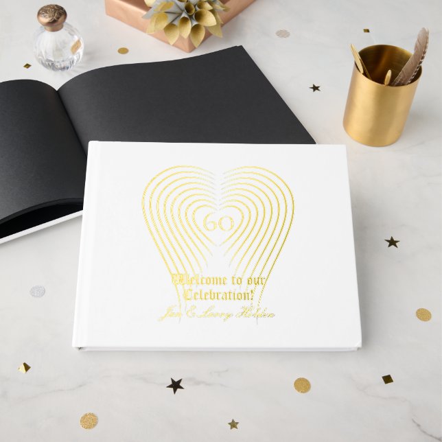 Livre D'or Anniversaire blanc Gold Foil (Recto ouvert)