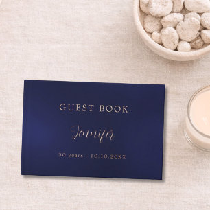 Livre d'or anniversaire bleu marine rose or foilé