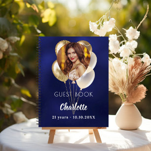 Livre d'or anniversaire bleu photo ballons d'or