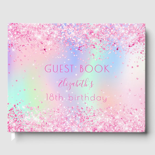 Livre D'or Anniversaire blush rose pâle parties scintillant h (Recto)