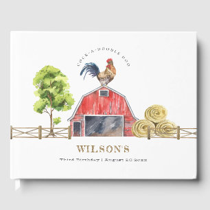 Livre D'or Anniversaire de enfant d'aquarelle de la ferme de