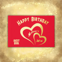 Anniversaire d'or moderne sur le Monogramme rouge