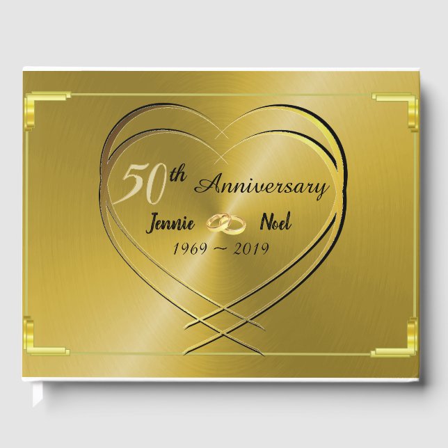 Livre D'or Anniversaire du 50e Mariage d'or personnalisé (Recto)
