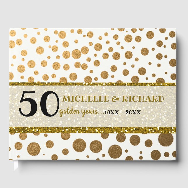 Livre D'or Anniversaire du Mariage d'or Confetti (Recto)