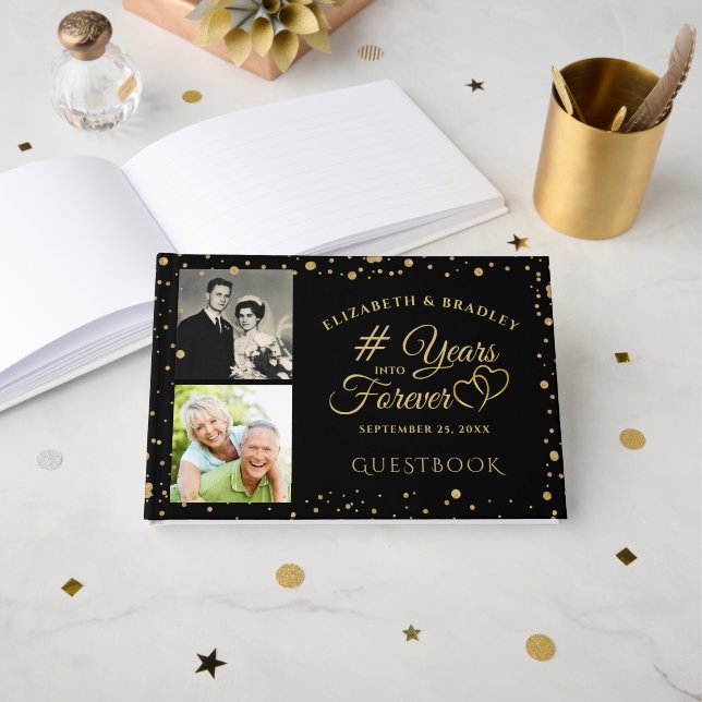 Livre D'or Anniversaire Élégantes Années dans l'éternité 2 Ph (Recto ouvert)