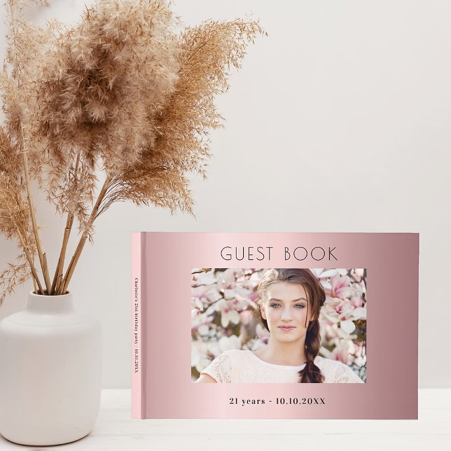 Livre D'or Anniversaire fête blush rose collage photo (Créateur téléchargé)