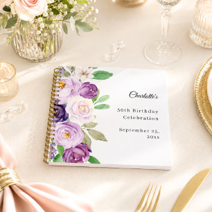 Livre d'or Anniversaire Fleurs Violettes Violettes
