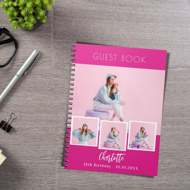 Livre d'or anniversaire hot rose photo collage fil (Créateur téléchargé)