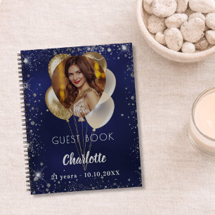 Livre d'or anniversaire marine bleu photo ballons 