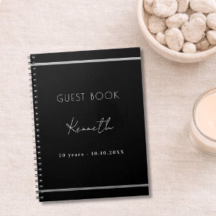 Livre d'or anniversaire noir argent minimaliste