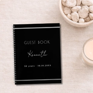 Livre d'or anniversaire noir argent minimaliste