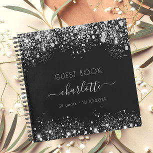 Livre d'or anniversaire noir argent parties scinti