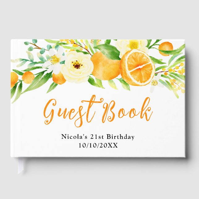 Livre D'or Anniversaire Oranges et Fleurs (Recto)