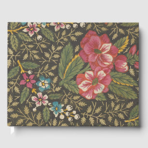 Livre D'or Antique Toile de Jouy 1800 Branches florales